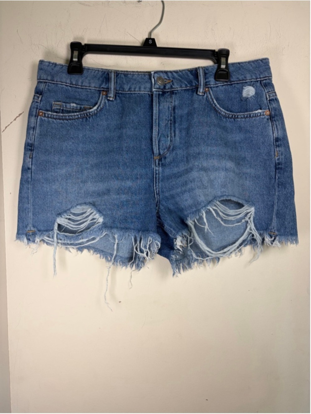 AllSaints Jade Distressed Summer Vacation Grunge Raw Hem Jean Shorts Size 30/10